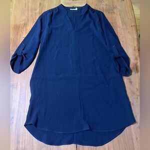 Lush Navy Blue 3/4 Cuffed Sleeve Tunic Shirt Dress